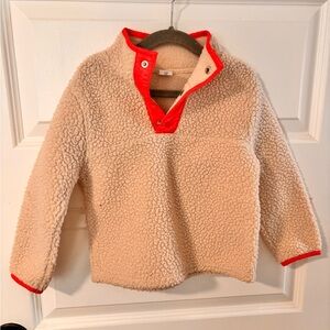 GAP Beige Sherpa Pullover with Red Trim